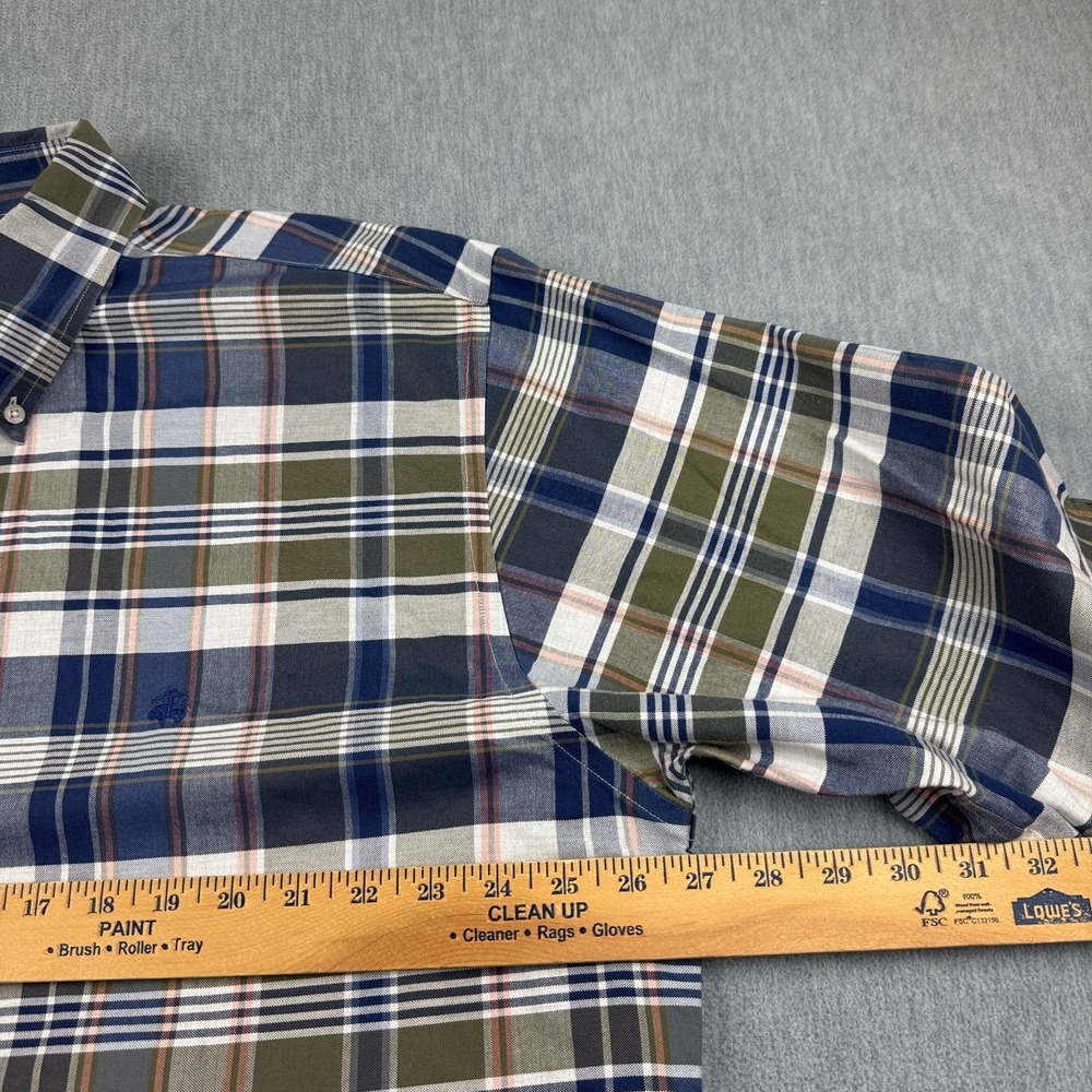 Brooks Brothers Shirt Mens Extra Large Blue Plaid Madison‎ Button Down Non-Iron - Picture 7 of 12